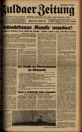 Ausgabe vom Montag, den 16. Oktober 1939.