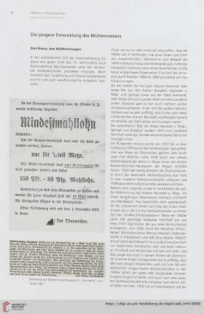 Die jüngere Entwicklung des Mühlenwesens