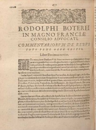... Liber Decimus tertius.