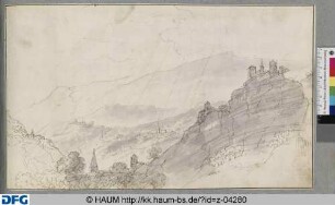 Berglandschaft mit zwei Burgen