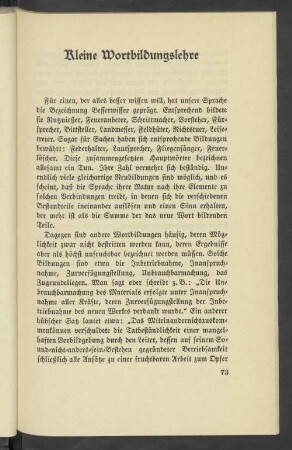 Kleine Wortbildungslehre