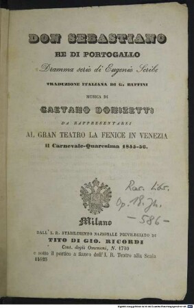 Don Sebastiano re di Portogallo