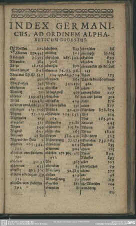 Index Germanicus, Ad Ordinem Alphabeticum Digestus
