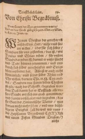 Von Christi Begräbnuß.