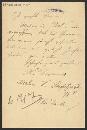 Brief an B. Schott's Söhne : 18.07.1901