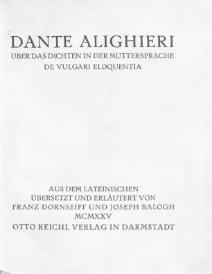 Über das Dichten in der Muttersprache