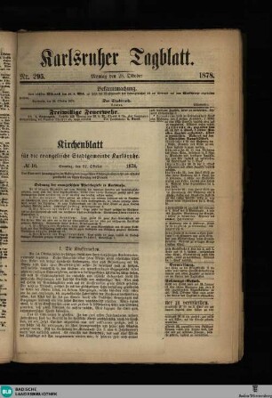Karlsruher Tagblatt, Kirchenblatt für die evangelische Stadtgemeinde Karlsruhe No.10