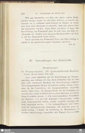 40. Anwendungen der Elektricität