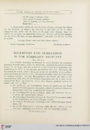 21: Bogenfries und Giebelreihe in der römischen Baukunst