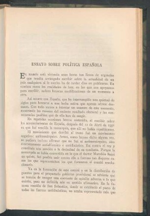 Ensayo sobre política española