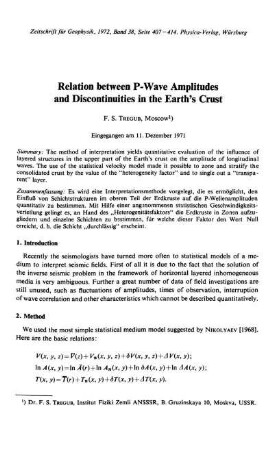 Relation between P-wave amplitudes and discontinuities in the earth's crust