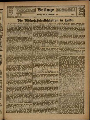 Zweite Ausgabe vom Sonntag, den 25. September 1921.