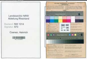 Entnazifizierung Heinrich Coenen , geb. 15.05.1889 (Schreiner)