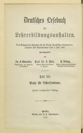 Teil 3: Prosa für Lehrerseminare