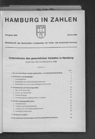 Unternehmen des gewerblichen Verkehrs in Hamburg : Ergebnisse des Verkehrszensus 1962