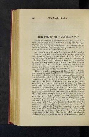 The Policy of "Laissez-Faire".