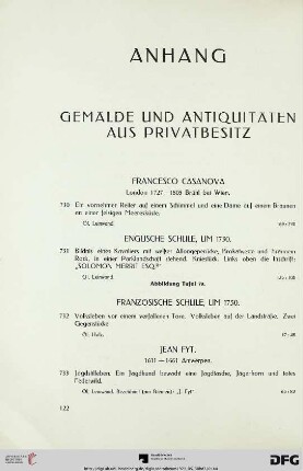 Anhang. Gemälde und Antiquitäten aus Privatbesitz (Nr. 730-742)