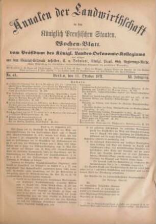 No. 41. Berlin, den 11. Oktober 1871. XI. Jahrgang.