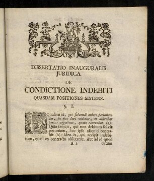 3-17, Dissertatio Inauguralis Juridica De Condictione Indebiti Quasdam Positiones Sistens.