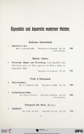 Ölgemälde und Aquarelle moderner Meister (Nr. 1-47)