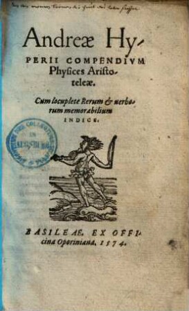 Andreae Hyperii compendium physices Aristoteleae