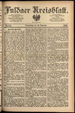 Erste Ausgabe vom Donnerstag, den 28. November 1901.