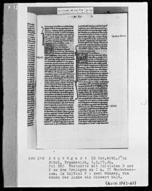 Bibel — Initiale P, darin zwei Männer, Folio 362recto