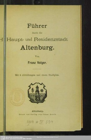 Führer durch die Haupt- und Residenzstadt Altenburg