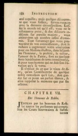 Chapitre VII. Des Hommes de Robbe