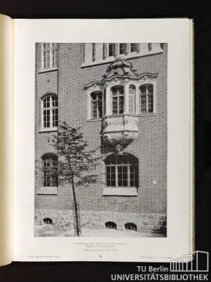 45. Gymnasium zum Grauen Kloster in Berlin, Klosterstrasse 73. Erkerpartie an der Klosterstrasse. Architekten: Matzdorff & Högg, daselbst.