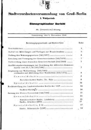 Nr. 88, 4. November 1948, Ordentliche Sitzung