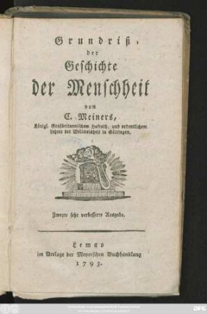 Grundriß der Geschichte der Menschheit