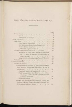 Table méthodique des matières par ordre.