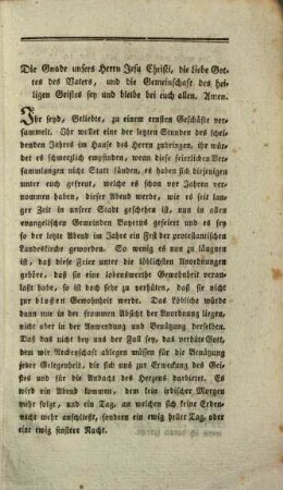 Kanzelrede am letzten Abend des Jahres 1830