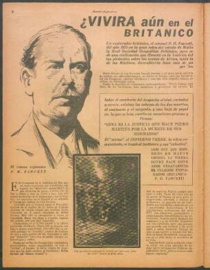 ¿Vivira aún en el "Infierno Verde" el explorador británico Fawcett?