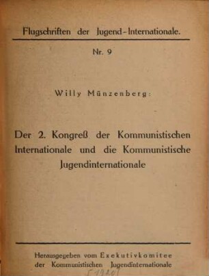 Der 2. Kongreß der Kommunistischen Internationale und die Kommunistische Jugendinternationale