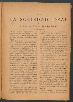 La sociedad ideal : III - Habla Man (en "A mil años de la Gran Guerra") - (Continuación)