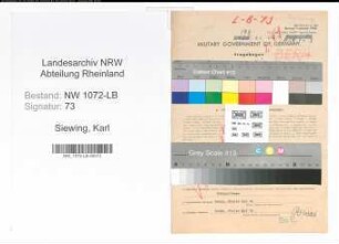 Entnazifizierung Karl Siewing , geb. 14.01.1895 (Bauunternehmer)