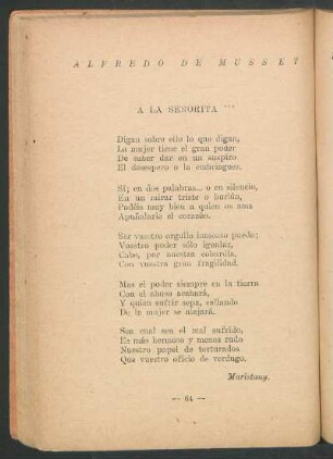 A la Señorita ***