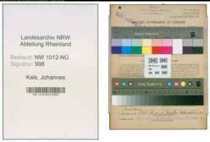 Entnazifizierung Johannes Kals , geb. 07.06.1909 (Landwirt)