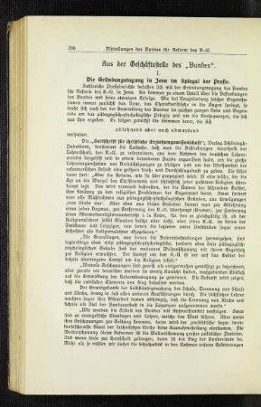 Aus der Geschäftsstelle des "Bundes"