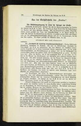 Aus der Geschäftsstelle des "Bundes"