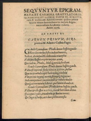 Sequuntur Epigrammata: Et Carmina Gratulatoria ...