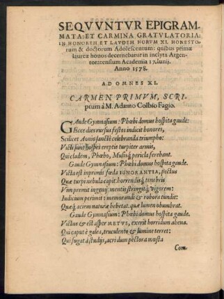 Sequuntur Epigrammata: Et Carmina Gratulatoria ...