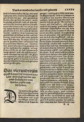Das vierundzwaintzigest Capitel diß drittenn tractats/ würt sagen von der cur/ unnd hailung der wunden des zagels/ und der hoden.