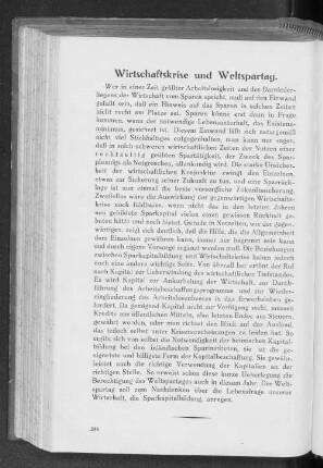 Wirtschaftskrise und Weltspartag.