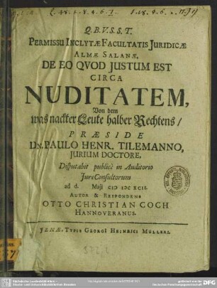 De eo, quod justum est circa nuditatem