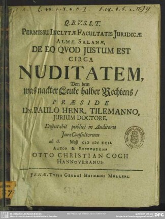De eo, quod justum est circa nuditatem