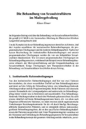 167-184, Die Behandlung von Sexualstraftätern im Maßregelvollzug