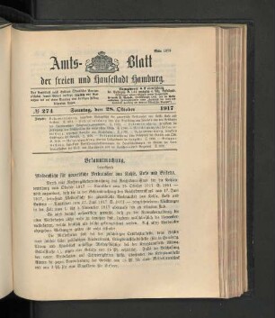 No. 274, 28. Oktober 1917